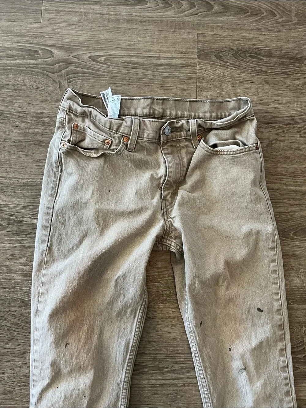 Levi’s 511 Slim Khaki Jeans Mens 32x34 Beige Stretch Denim Distressed Pants